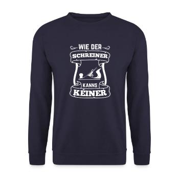 Schreiner Hobel Wie der Schreiner kanns keiner - Unisex Pullover - Navy - Vorne - Alina (178cm) & Michal (187cm)