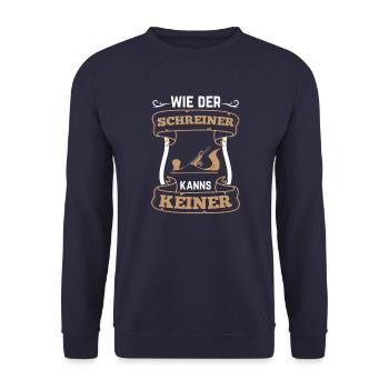 Schreiner Hobel Wie der Schreiner kanns keiner - Unisex Pullover - Navy - Vorne - Alina (178cm) & Michal (187cm)