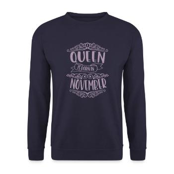 A queen was born in November - Unisex Sweatshirt - navy - Front - Alina (178cm) & Michal (187cm)