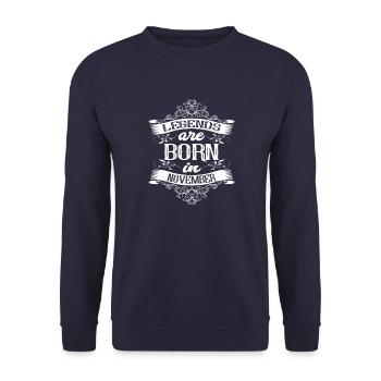 Legends were born in November Month of birth - Unisex Sweatshirt - navy - Front - Alina (178cm) & Michal (187cm)