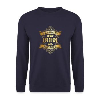 Legends were born in November Month of birth - Unisex Sweatshirt - navy - Front - Alina (178cm) & Michal (187cm)