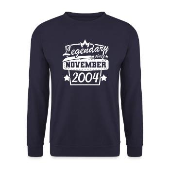 Geschenke zum Geburtstag November 2004 Sprüche - Unisex Pullover - Navy - Vorne - Alina (178cm) & Michal (187cm)