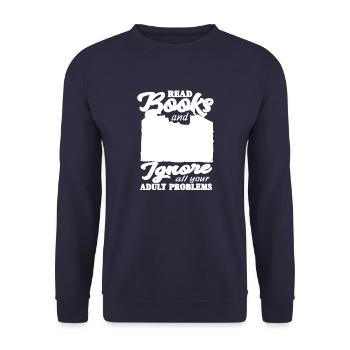 Read books and ignore all your adults - Unisex Sweatshirt - navy - Front - Alina (178cm) & Michal (187cm)