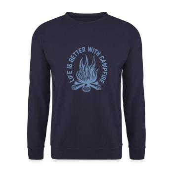 Life is better around the campfire - Unisex Sweatshirt - navy - Front - Alina (178cm) & Michal (187cm)