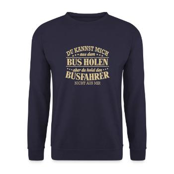 Busfahrer Sprüche Du kannst mich - Unisex Pullover - Navy - Vorne - Alina (178cm) & Michal (187cm)
