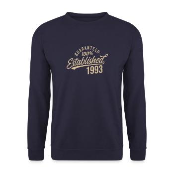 Guaranteed Established and Published in the Year - Unisex Sweatshirt - navy - Front - Alina (178cm) & Michal (187cm)