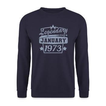 Legendary since January 1973 Retro - Unisex Sweatshirt - navy - Front - Alina (178cm) & Michal (187cm)