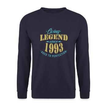 Lebende Legende seit 1993 Geburtstag Modern - Unisex Pullover - Navy - Vorne - Alina (178cm) & Michal (187cm)