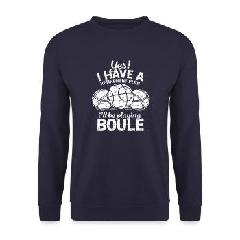 Boule Rente Plan - Unisex Pullover - Navy - Vorne - Alina (178cm) & Michal (187cm)