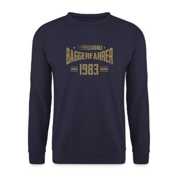 Geburtstag Baggerfahrer Baugeräteführer 1983 - Unisex Pullover - Navy - Vorne - Alina (178cm) & Michal (187cm)