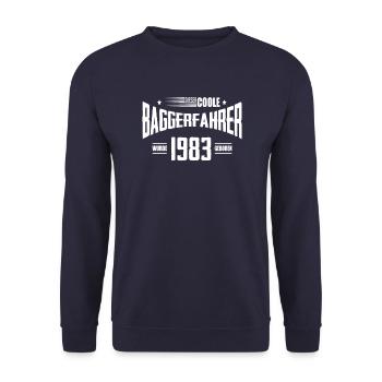 Geburtstag Baggerfahrer Baugeräteführer 1983 - Unisex Pullover - Navy - Vorne - Alina (178cm) & Michal (187cm)