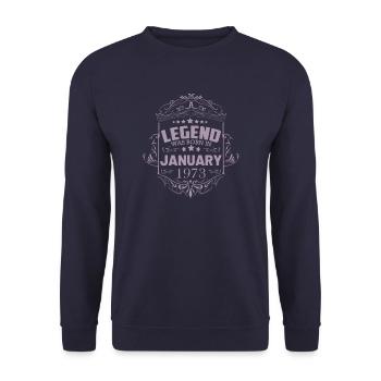 Une légende est née en janvier 1973 - Sweat-shirt Unisexe - marine - Devant - Alina (178cm) & Michal (187cm)
