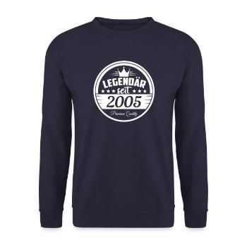 Legendär seit 2005 Geburtstag Sprüche - Unisex Pullover - Navy - Vorne - Alina (178cm) & Michal (187cm)