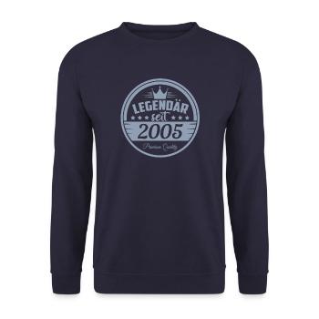 Legendär seit 2005 Geburtstag Sprüche - Unisex Pullover - Navy - Vorne - Alina (178cm) & Michal (187cm)