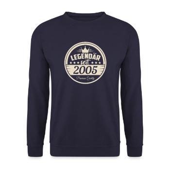 Legendär seit 2005 Geburtstag Sprüche - Unisex Pullover - Navy - Vorne - Alina (178cm) & Michal (187cm)