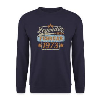 Legendär seit Februar 1973 Retro - Unisex Pullover - Navy - Vorne - Alina (178cm) & Michal (187cm)
