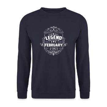 Februar 1983 Geburtstag Sprüche - Unisex Pullover - Navy - Vorne - Alina (178cm) & Michal (187cm)