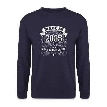 Made in 2005 Vintage Geburtstag - Unisex Pullover - Navy - Vorne - Alina (178cm) & Michal (187cm)
