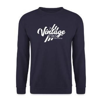 Vintage 1983 Geburtstag Retro - Unisex Pullover - Navy - Vorne - Alina (178cm) & Michal (187cm)