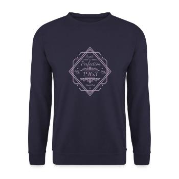 Jahrgang 1963 Geburtstag Gereift zur Perfektion - Unisex Pullover - Navy - Vorne - Alina (178cm) & Michal (187cm)