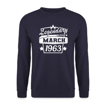 März 1963 Retro Geburtstag Sprüche - Unisex Pullover - Navy - Vorne - Alina (178cm) & Michal (187cm)