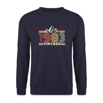 1983 Birthday Mountains Hiking Climbing - Unisex Sweatshirt - navy - Front - Alina (178cm) & Michal (187cm)