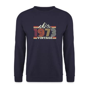 1973 Geburtstag Berge Wandern Klettern - Unisex Pullover - Navy - Vorne - Alina (178cm) & Michal (187cm)