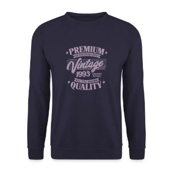 Premium Vintage Human 1993 Birthday Sayings - Unisex Sweatshirt - navy - Front - Alina (178cm) & Michal (187cm)