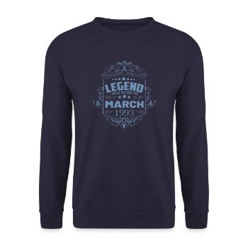 März 1993 Geburtstag Spruch Vintage - Unisex Pullover - Navy - Vorne - Alina (178cm) & Michal (187cm)