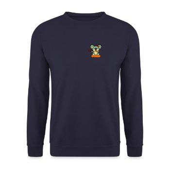 Koala Retro Pocket Design eats with chopsticks - Unisex Sweatshirt - navy - Front - Alina (178cm) & Michal (187cm)