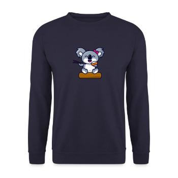 süßer Koala Bär Mädchen isst Nudeln mit Stäbchen - Unisex Pullover - Navy - Vorne - Alina (178cm) & Michal (187cm)