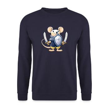Süße Maus Kawaii Schwert Schild Ritter - Unisex Pullover - Navy - Vorne - Alina (178cm) & Michal (187cm)
