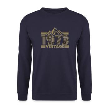 1973 Geburtstag Berge Wandern Klettern - Unisex Pullover - Navy - Vorne - Alina (178cm) & Michal (187cm)