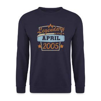 Design vintage pour l’anniversaire en avril 2005 - Sweat-shirt Unisexe - marine - Devant - Alina (178cm) & Michal (187cm)