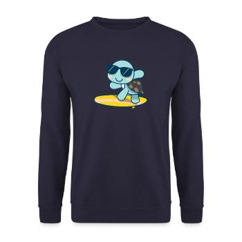 Cute turtle on surfboard with sunglasses - Unisex Sweatshirt - navy - Front - Alina (178cm) & Michal (187cm)