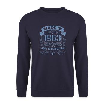 Anniversaire Vintage 1963 - Fabriqué en 1963 - Sweat-shirt Unisexe - marine - Devant - Alina (178cm) & Michal (187cm)