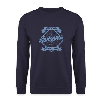 Legendary since Awesome since 1983 Birthday Legend - Unisex Sweatshirt - navy - Front - Alina (178cm) & Michal (187cm)