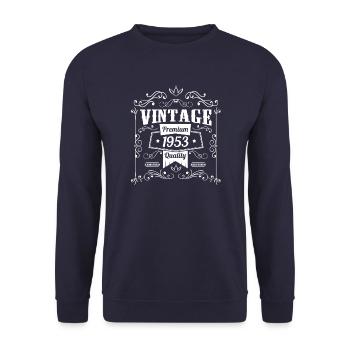 1953 Birthday Sayings Birthday Saying - Unisex Sweatshirt - navy - Front - Alina (178cm) & Michal (187cm)