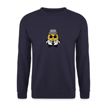 Kawaii Ananas im Gangster-Mafia-Look - Unisex Pullover - Navy - Vorne - Alina (178cm) & Michal (187cm)