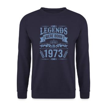 Legends were born in 1973 - Unisex Sweatshirt - navy - Front - Alina (178cm) & Michal (187cm)