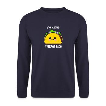 Taco Kawaii Design I Am Nacho Average Taco - Unisex Pullover - Navy - Vorne - Alina (178cm) & Michal (187cm)