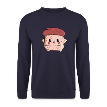 Kawaii Thumb Homme avec Cheveux Roux Design - Sweat-shirt Unisexe - marine - Devant - Alina (178cm) & Michal (187cm)
