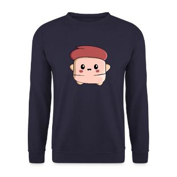 Kawaii Thumb Homme avec Cheveux Roux Design - Sweat-shirt Unisexe - marine - Devant - Alina (178cm) & Michal (187cm)