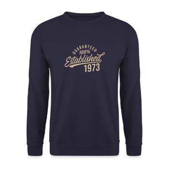 Guaranteed Released Vintage 1973 Birthday - Unisex Sweatshirt - navy - Front - Alina (178cm) & Michal (187cm)