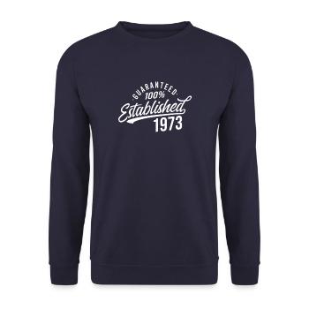 Guaranteed Released Vintage 1973 Birthday - Unisex Sweatshirt - navy - Front - Alina (178cm) & Michal (187cm)