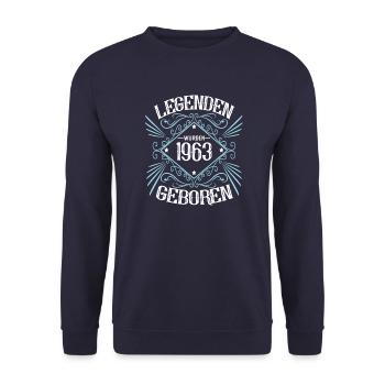 1963 Geburtstag Sprüche Legende - Unisex Pullover - Navy - Vorne - Alina (178cm) & Michal (187cm)