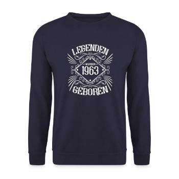 1963 Geburtstag Sprüche Legende - Unisex Pullover - Navy - Vorne - Alina (178cm) & Michal (187cm)