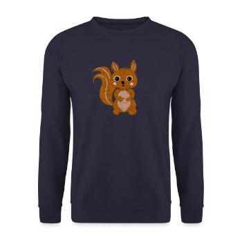 Cute Kawaii Squirrel - Unisex Sweatshirt - navy - Front - Alina (178cm) & Michal (187cm)