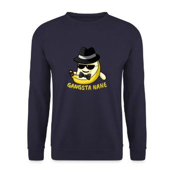 Süße Kawaii Gangster Mafia Banane mit Spruch - Unisex Pullover - Navy - Vorne - Alina (178cm) & Michal (187cm)