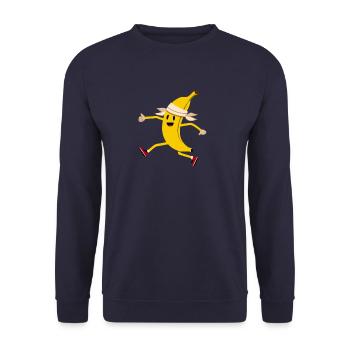 Sweet Kawaii Banana - Jogging, Sprinting, Marathon - Unisex Sweatshirt - navy - Front - Alina (178cm) & Michal (187cm)